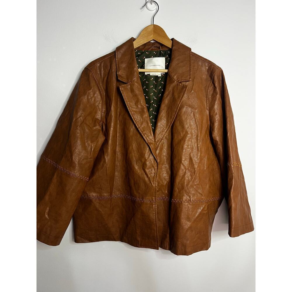 Anthropologie Hayden Embroidered Vegan Leather Jacket Size Large - Picture 3 of 8